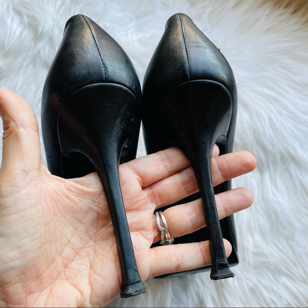 Yves Saint Laurent Tribtoo Black Leather Platform Heels - Picture 7 of 14